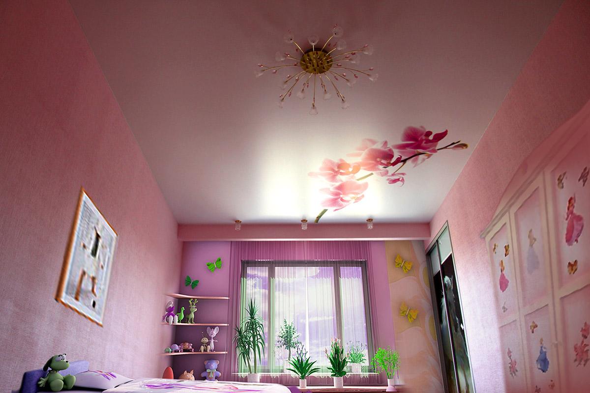 фото сатиновых потолков в детской 3