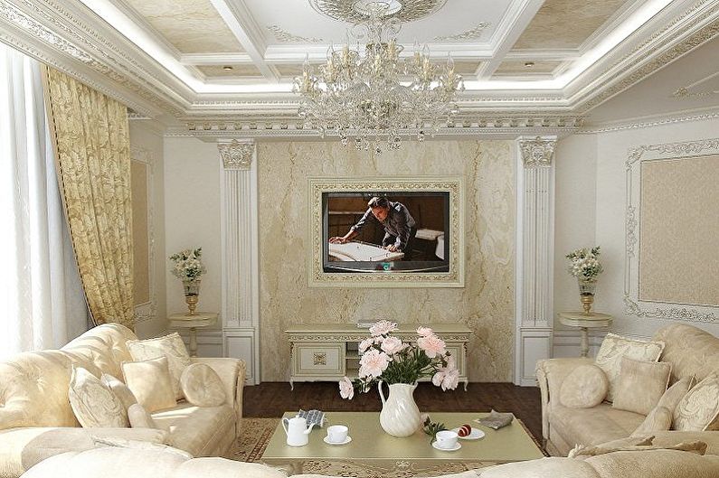 Полиуретановая лепнина в гостиной