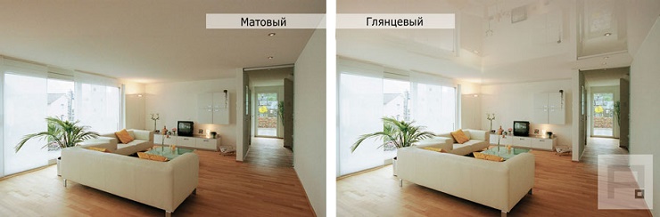 какой натяжной потолок лучше матовый или глянцевый