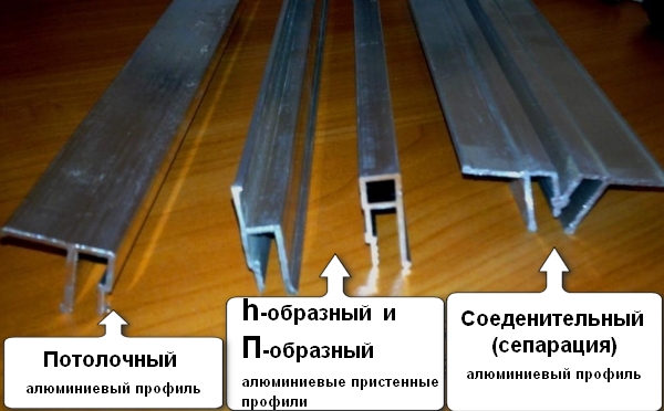 Виды профилей для натяжных потолков (алюминиевые)